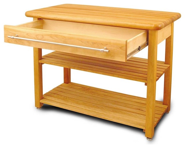 Modern Harvest Work Table with Drawer