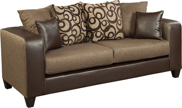 Flash Furniture Chenille Faux Leather Sofa In Brown