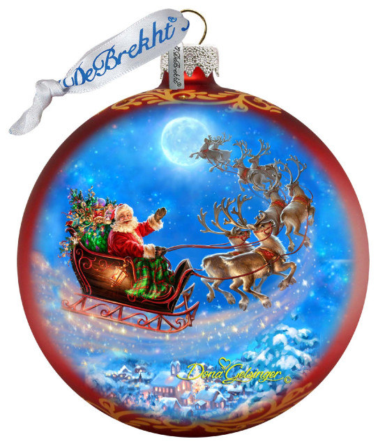 Santa Magical Flight Glass Ornament Traditional Christmas Ornaments By G Debrekht