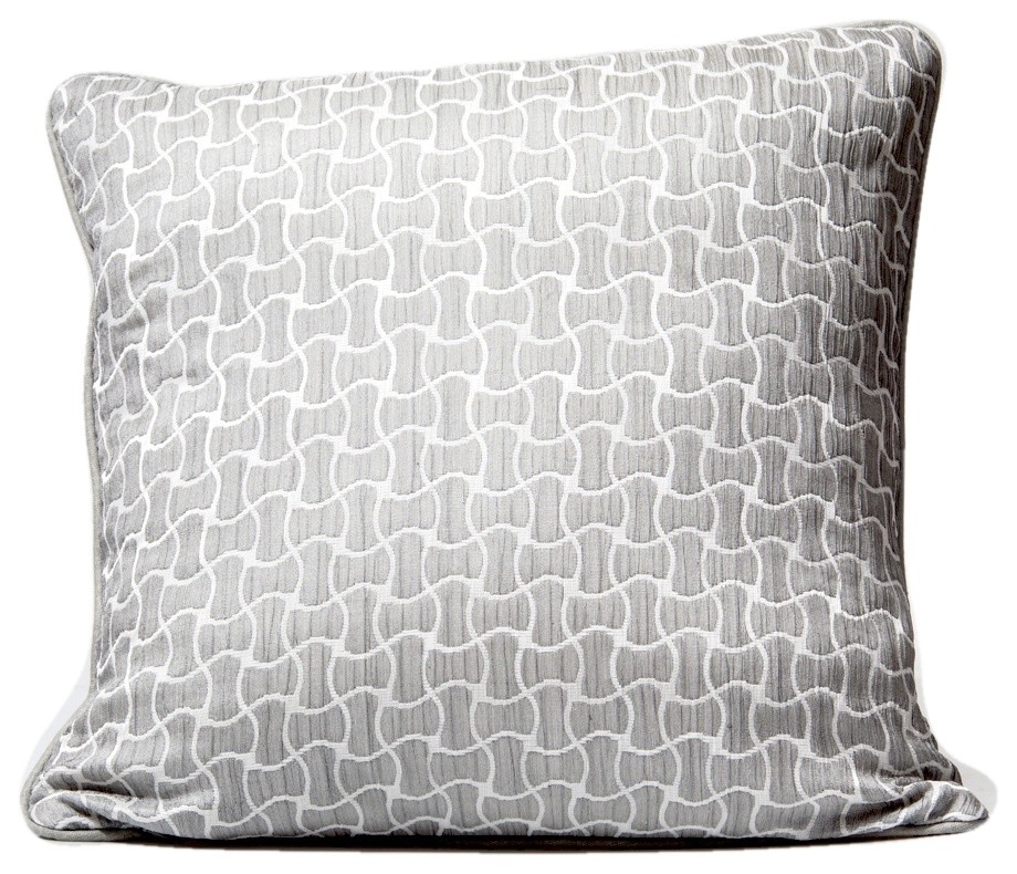 16x16 Luxury Gray Throw Pillow Cover Trellis Shine Trellis Jacquard Sofa Pillow Cover Geometric Jacquard Silk Toss Pillows Lattice