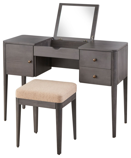 Lifestorey Parc Vanity Set, Charcoal Gray Transitional Bedroom