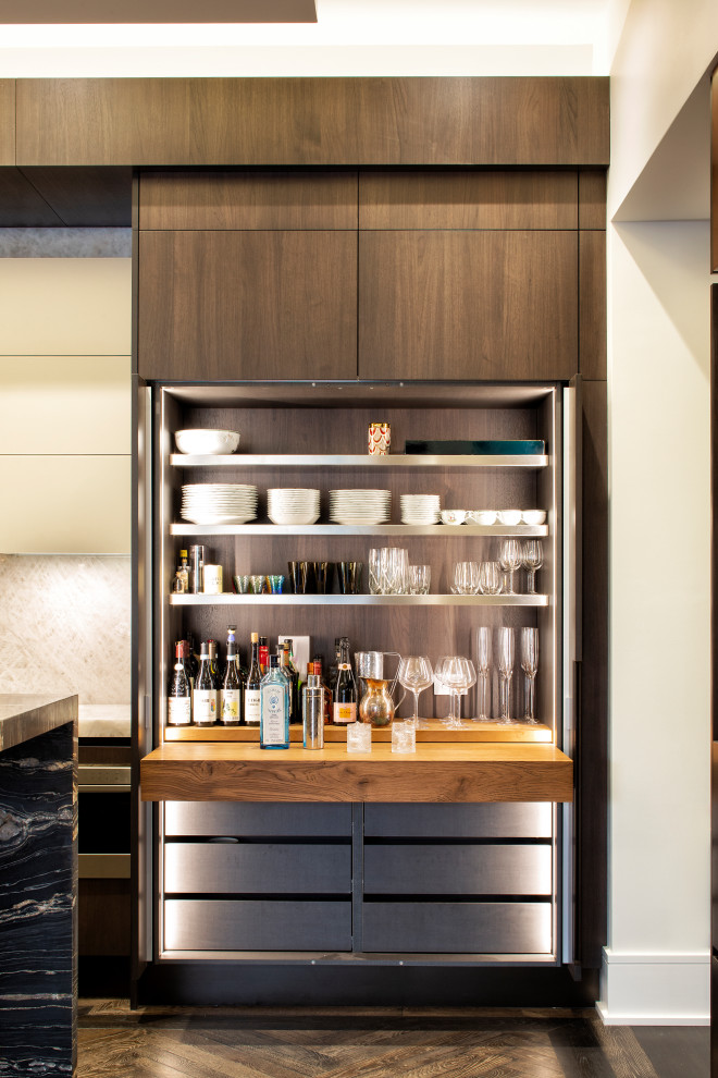 Design ideas for a contemporary home bar in Minneapolis.