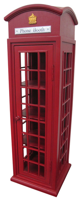 Offex Handmade Solid Mahogany London Mini Telephone Booth Case