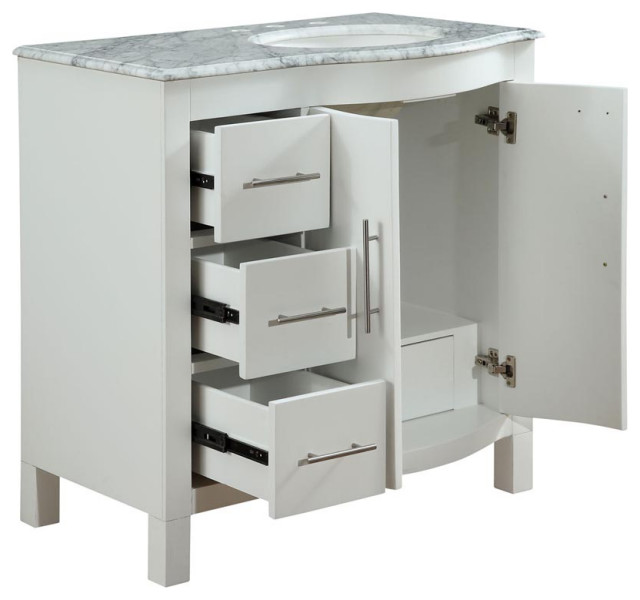 36 Inch White Bathroom Vanity With Choice Of Offset Sink Transitional Vanities And Consoles By Unique Furniture - 36 Inch Vanity With Sink On Right 36 Inch White Bathroom Vanity With Choice Of Offset Sink Transitional Vanities And Consoles By Unique Furniture - 36 Inch Vanity With Sink On Right