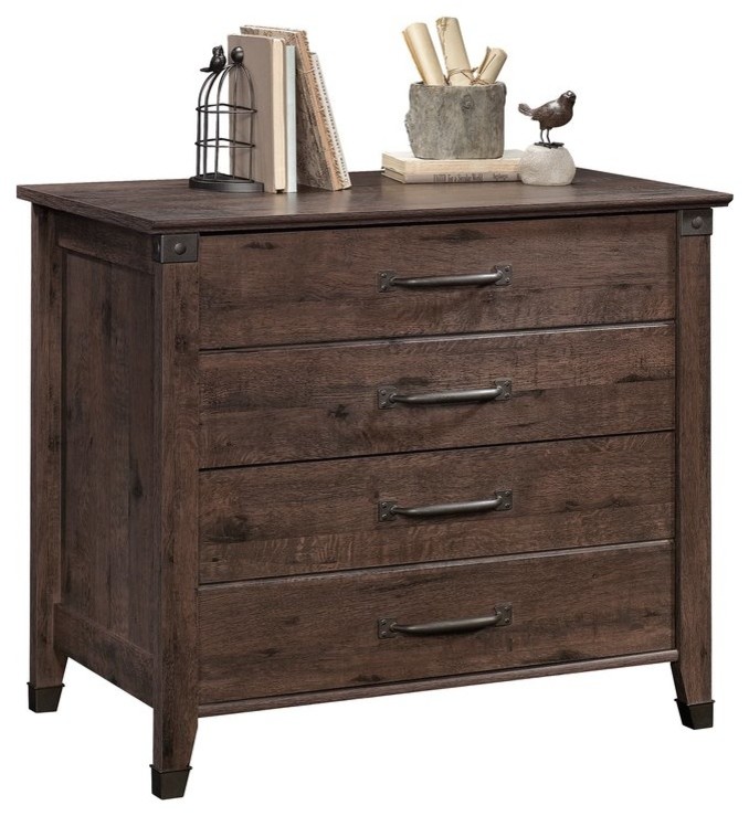 Lateral Wooden Filing Cabinet With 2 Drawer Industrial Filing