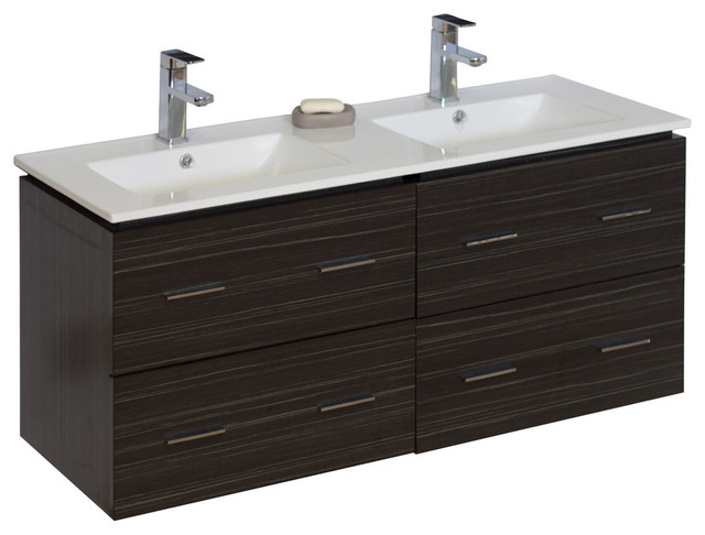 Modern Wall Mount Plywood-Melamine Vanity Base Only, Dawn Gray, 46"x17"