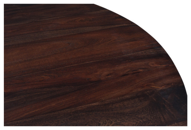 46" Dark Brown Wood Round Dining Table Unique Pedestal Carved Base ...