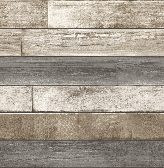 Weathered Plank Gray Wood Texture Wallpaper - Farmhouse