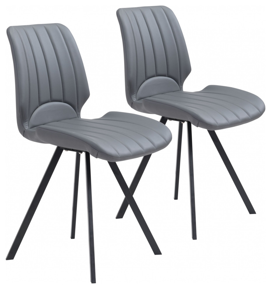 Set of Two Patterned Gray Dining Chairs Midcentury Dining Chairs by UStradeENT LLC Houzz