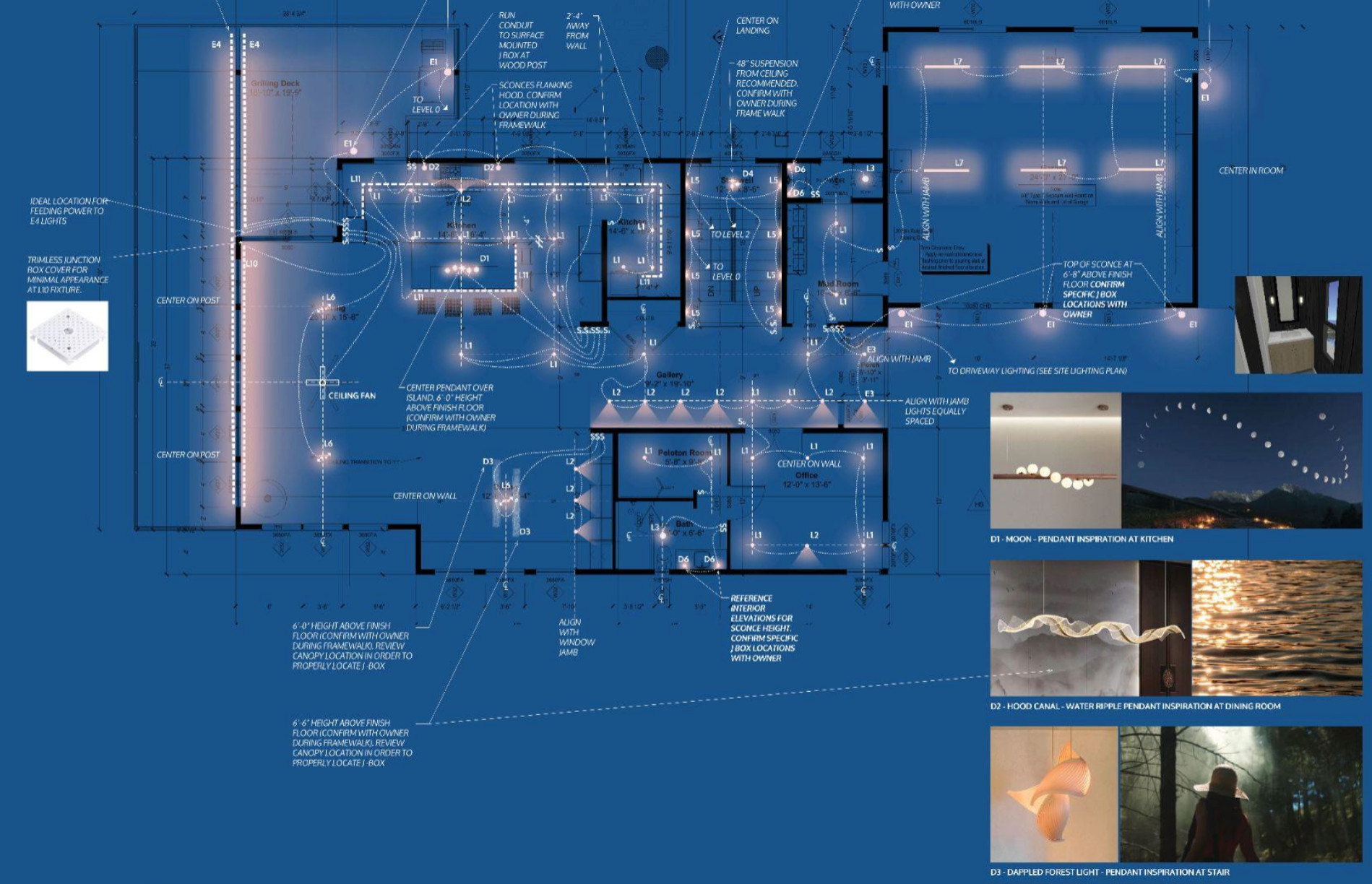 An example of lighting plans and how they encorporate into the whole design.