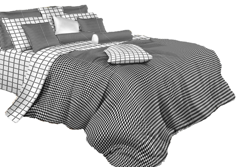 Black and White Check Luxury 100% Cotton Duvet Cover Set, Dolce 