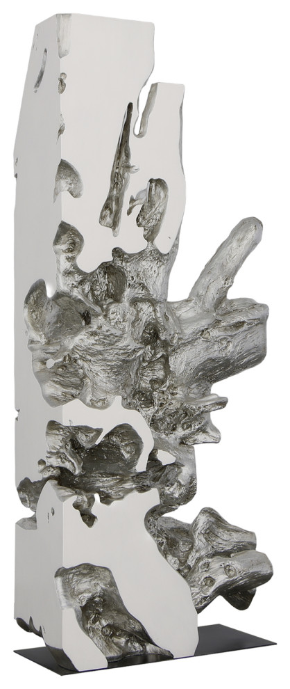 Freeform Sculpture, White, Silver Leaf