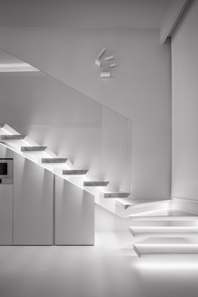 Stylish monochromatic white penthouse