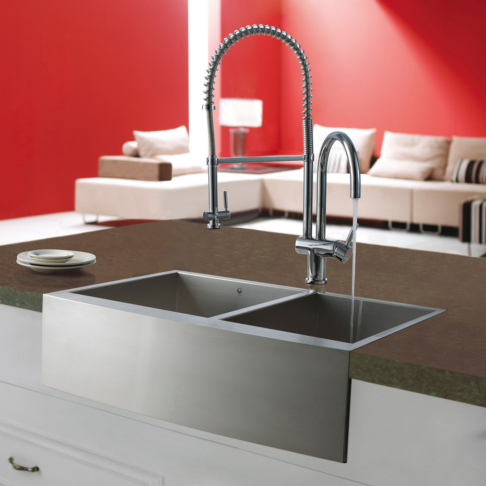 VG14019 - 33" Farmhouse Stainless Steel Kitchen Sink and Chrome Faucet