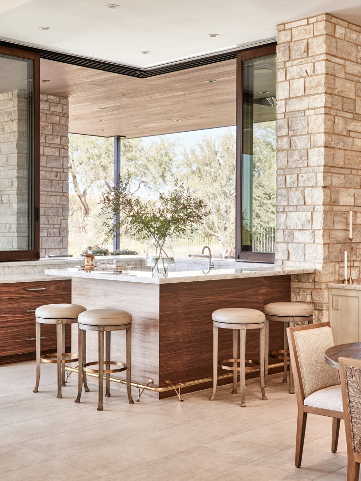 Example of a transitional home bar design in Phoenix