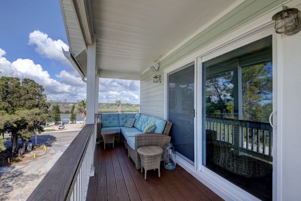 Mid-sized beach style balcony in Tampa.