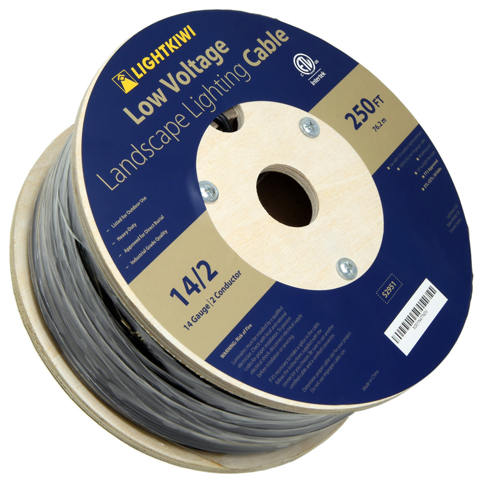 Low Voltage Landscape Lighting Cable 14/2 Direct Burial Outdoor Wire 250ft Industrial