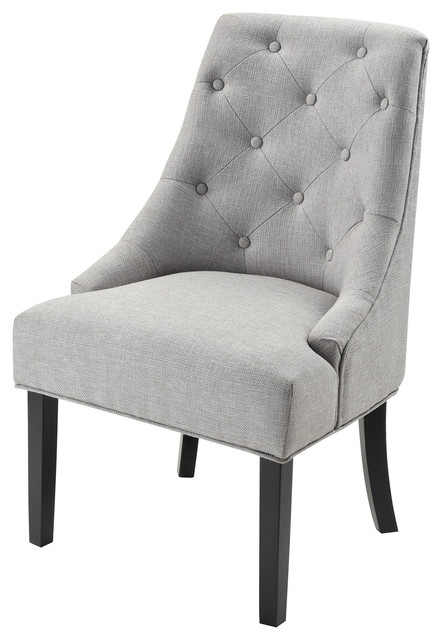 Harnell Gray Linen Chair With Black Legs