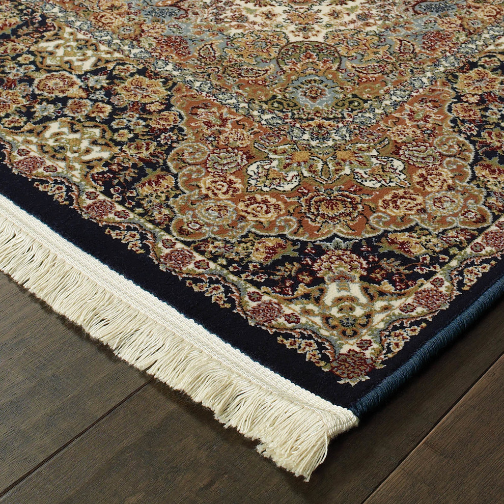Masterpiece Dark Blue Oriental Rug Traditional Area Rugs by Super