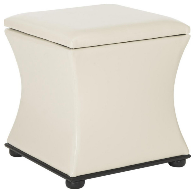 Damon Storage Ottoman, Beige Transitional Footstools And Ottomans