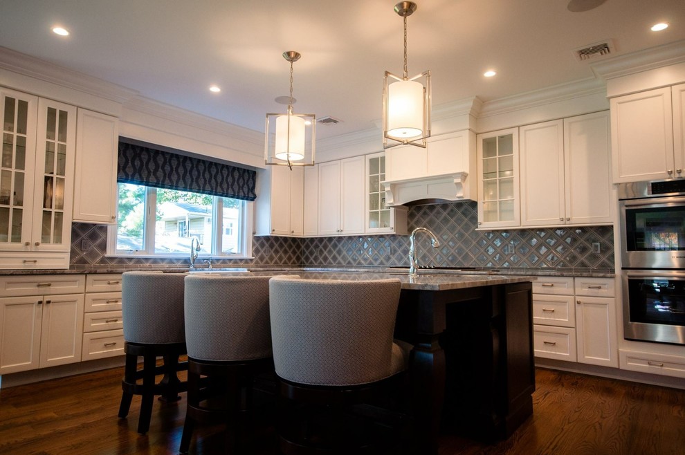 Example of a transitional kitchen design in New York