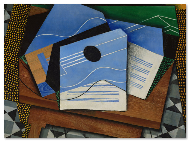 CUBISM GUITAR READY TO HANG MODERN DESIGN CANVAS PRINT PICTURE POSTER