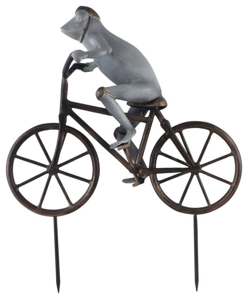 Frog On Bicycle Garden Sculpture Eclectic Garden Statues And Yard Art by SPI Houzz
