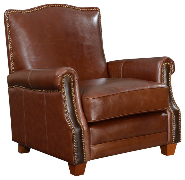 Traditional Nailhead Leather Accent, Leather Nailhead Armchair