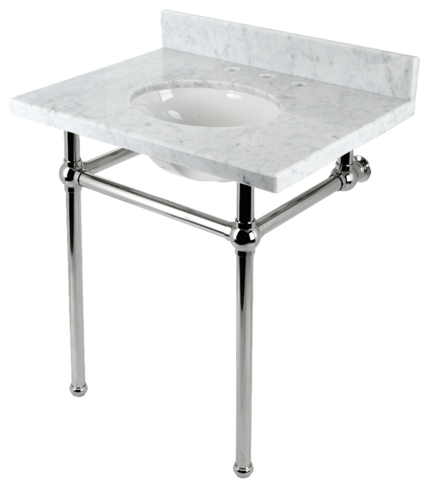 KVBH3022M86 30" Console Sink with Brass Legs (8-Inch, 3 Hole)