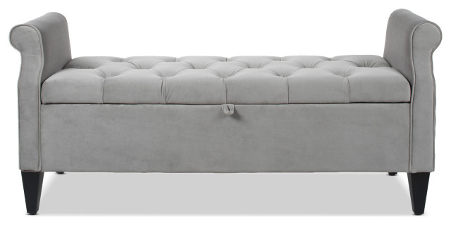 Velvet Storage Bench With Arms 53, Storage Ottoman Bench With Arms