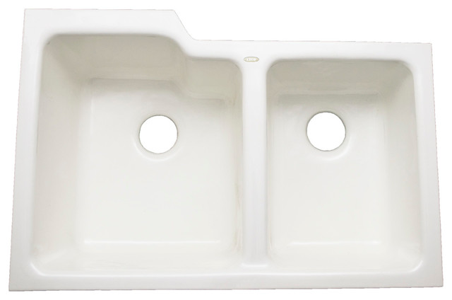 Ceco Redondo Enameled Cast Iron Undermount 60 40 Double Bowl Sink Ceco Redondo Enameled Cast Iron Undermount 60 40 Double Bowl Sink White