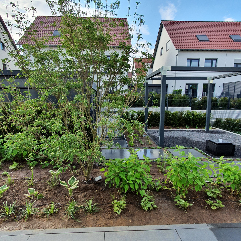 Idee per un piccolo giardino formale contemporaneo esposto a mezz'ombra in estate