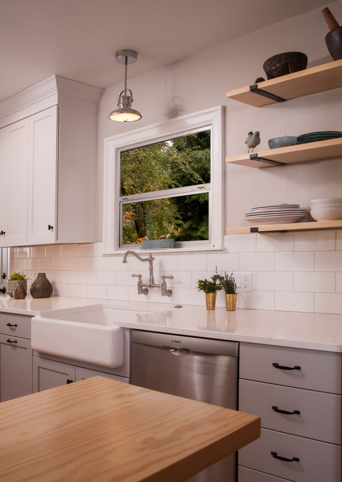 Inspiration for a transitional home design remodel in Seattle