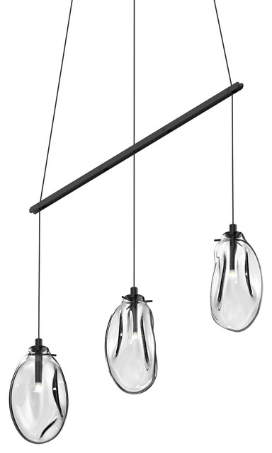 Liquid 3 Light Linear Spreader Pendant Contemporary Liquid 3 Light Linear Spreader Pendant Shade Clear Glass