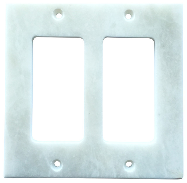 White Marble Meram Blanc Switch Plate Cover Double Rocker, 4.5"x5.5