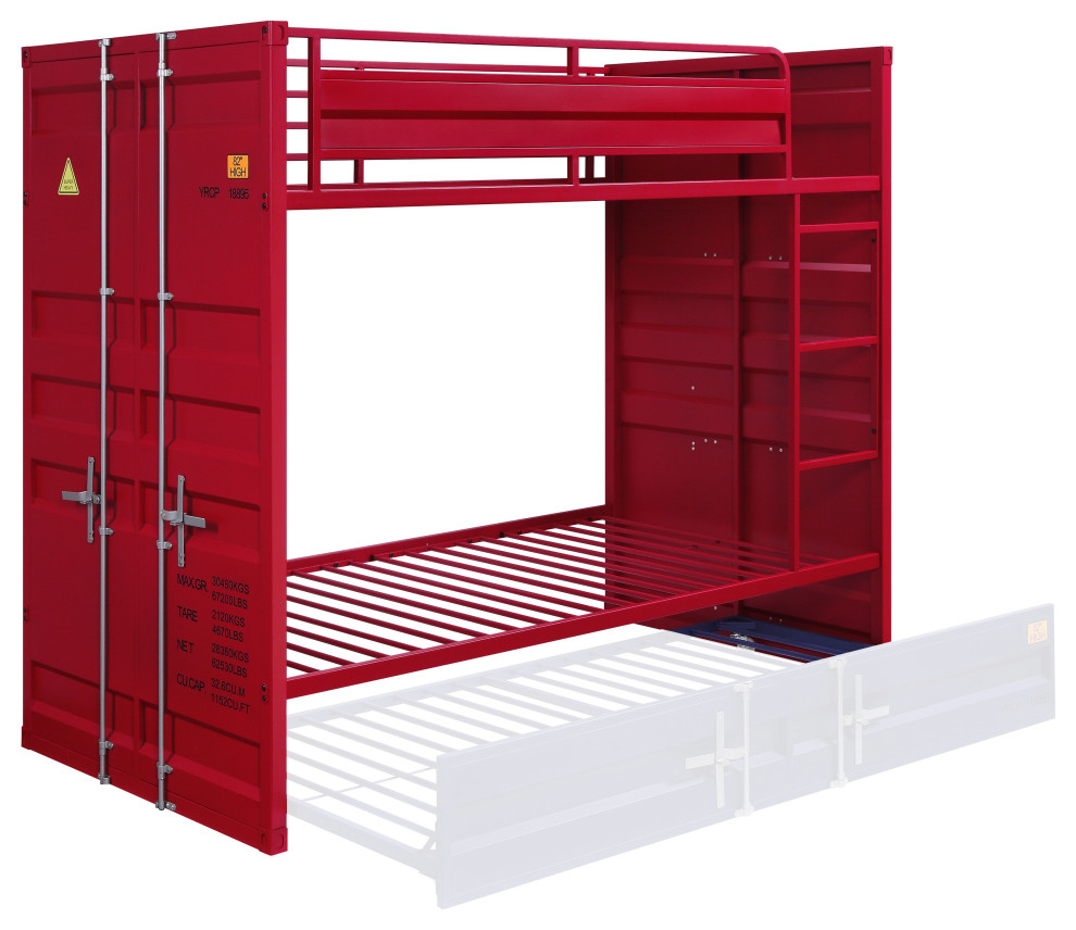 Lena Metal Bunk Bed, Tall, Twin/Twin Industrial Bunk Beds by