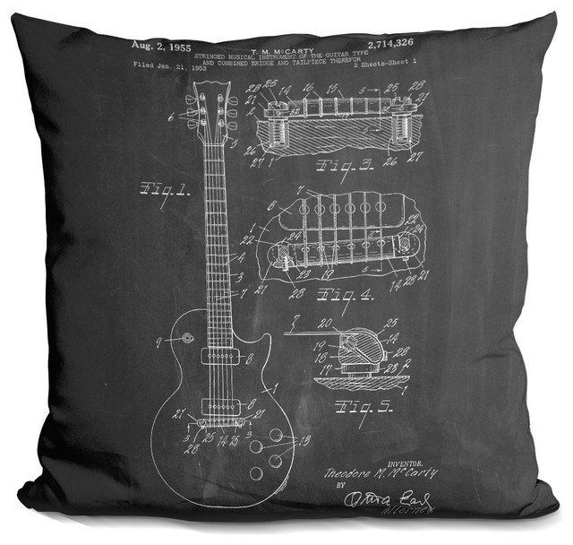 Guitar Decorative Accent Throw Pillow Industrial Decorative
