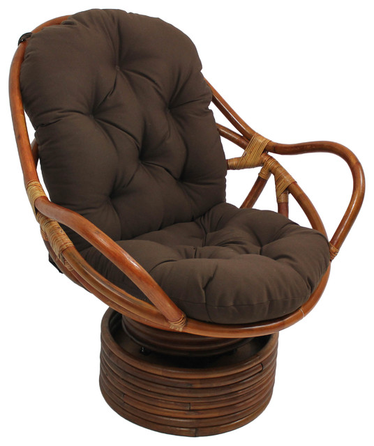 48"x24" Solid Twill Swivel Rocker Cushion, Chocolate Contemporary