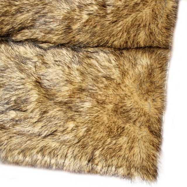 Faux Fur Light Brown Wolf Area Rug, 2'x4' Contemporary Area Rugs