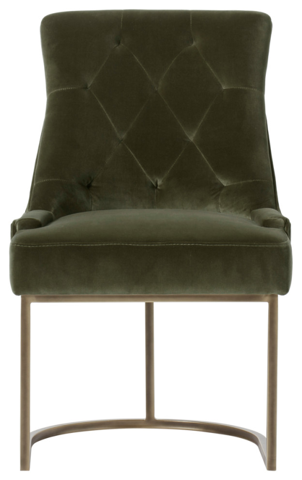 Aged Green Tufted Dining Chair, Andrew Martin Rupert Contemporary