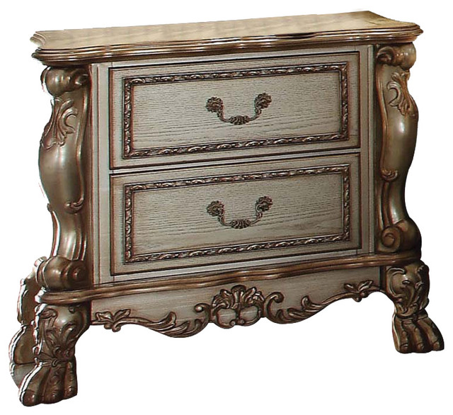 Acme Dresden Nightstand Gold Patina And Bone Victorian Nightstands And Bedside Tables By Acme Furniture