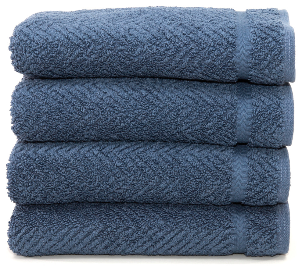 Herringbone Hand Towels, Set of 4 Contemporary Bath Towels by