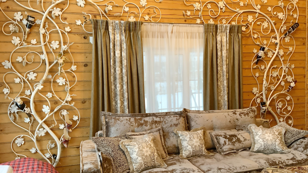 Шторы в гостиную загородного дома  - дизайн, пошив. монтаж.