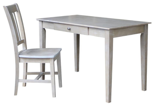 Desk With Drawer, Washed Gray Taupe