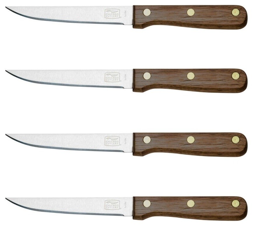 Chicago Cutlery B144 Walnut Tradition Steak Knife Set, 4Piece