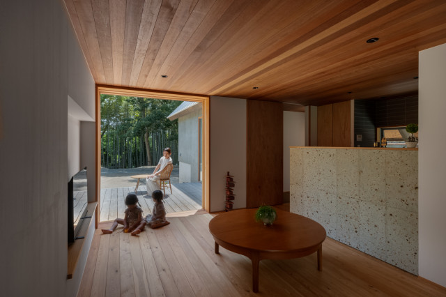 三角屋根の棲家 japanisch-modern-wohnbereich