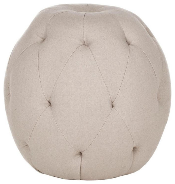 Carmen Tufted Ottoman, Taupe Transitional Footstools And Ottomans