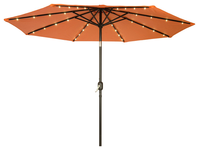 Deluxe Solar Powered Led Lighted Patio Umbrella 9 Contemporary Deluxe Solar Powered Led Lighted Patio Umbrella Orange