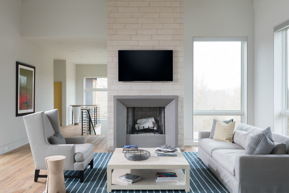 The Modern Cabin Living Room Grand Rapids by Let Us Inc