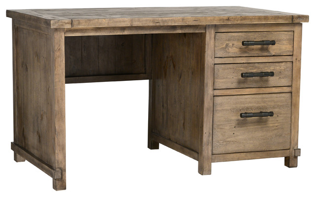 Quincy Reclaimed Pine 3 Drawer Desk by Kosas Home - Rustic - Desks ...
